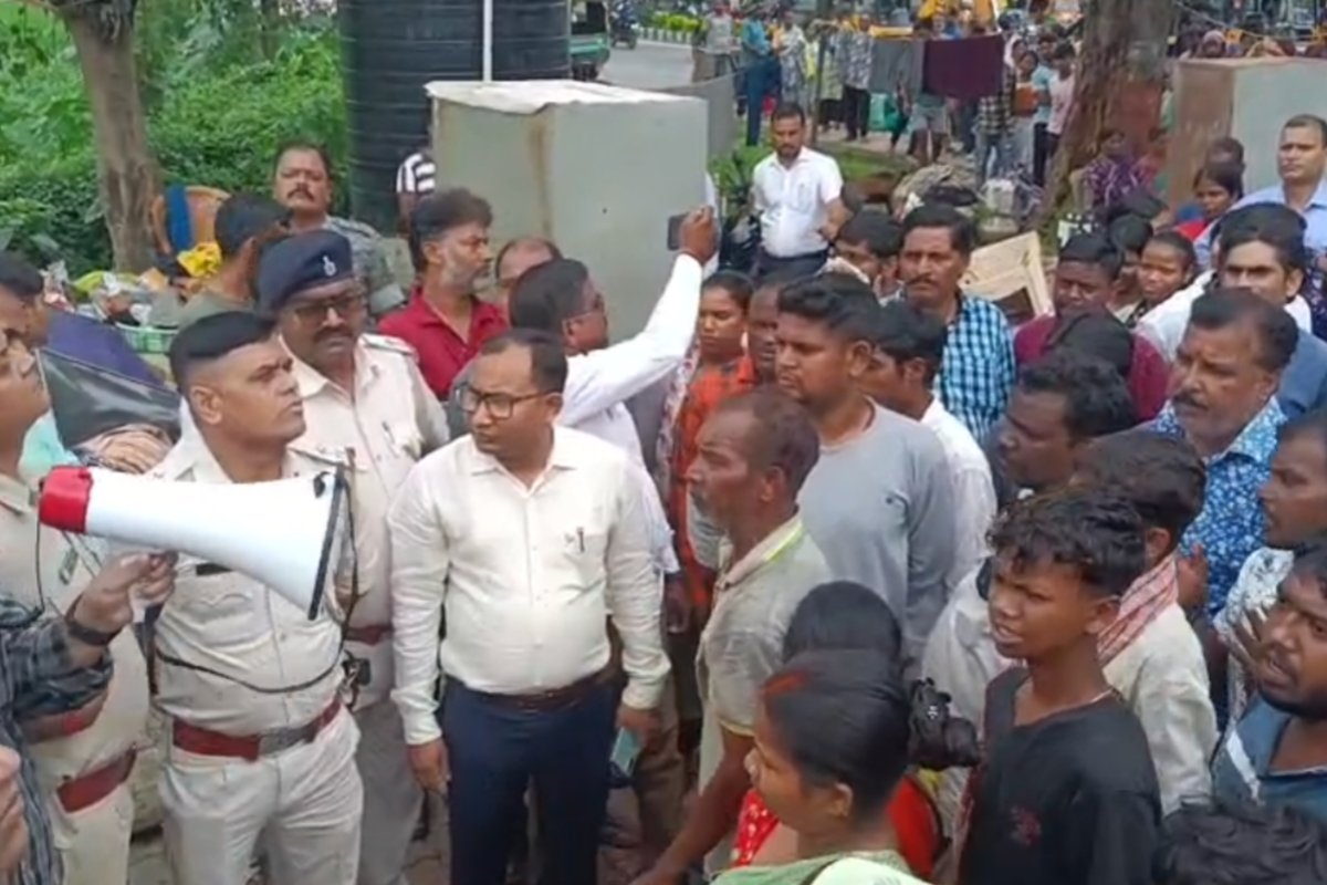 Uproar over encroachment removal; people take to the road near DPS School.