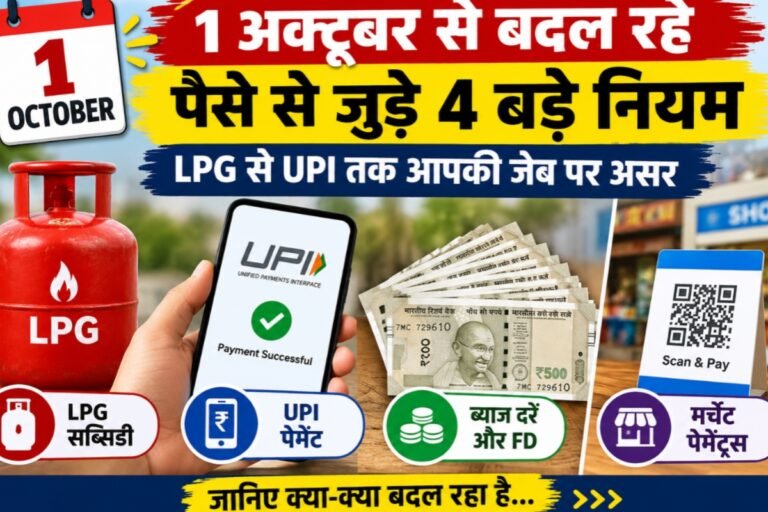 1 October New Rules: अक्टूबर से बदल रहे पैसे से जुड़े 4 बड़े नियम, LPG से UPI तक आपकी जेब पर असर