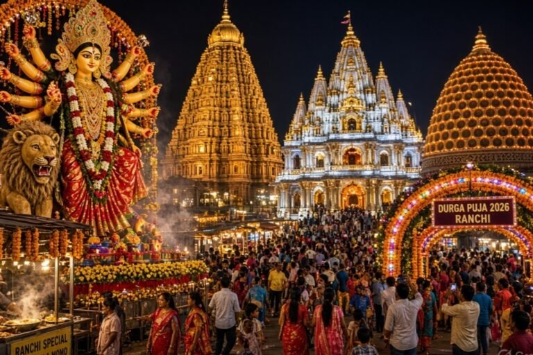 रांची में दुर्गा पूजा की धूम, कहीं वाराणसी तो कहीं अमेरिका के मंदिर की झलक; आकर्षण बने भव्य पंडाल